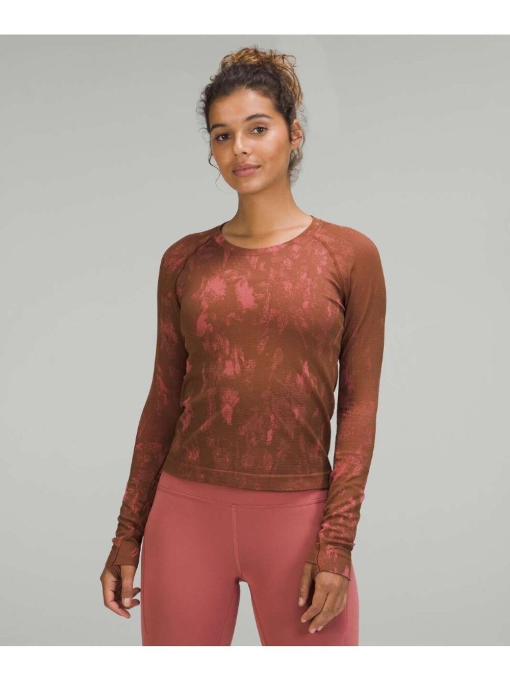 Lululemon Swiftly Tech Long Sleeve 2.0 Race Length Size 12 Roasted Brown Rose